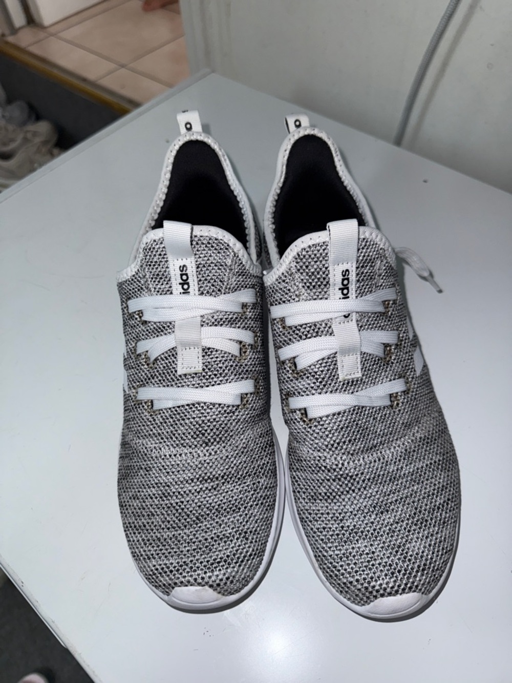 adidas Cloudfoam comfort Grey and White Knit Sneakers